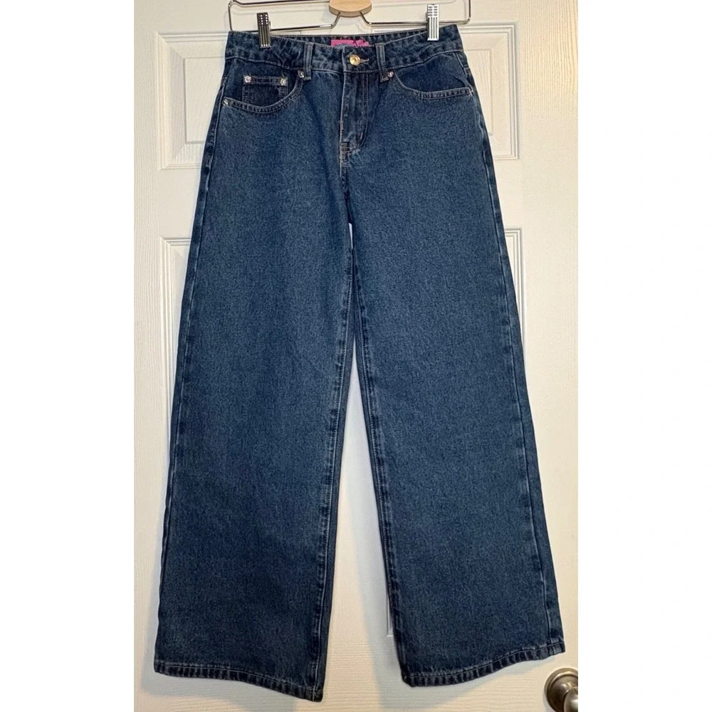Edikted Wide Leg Jeans Womens XS Blue Washed High Rise 100% Cotton NWT - Picture 2 of 13